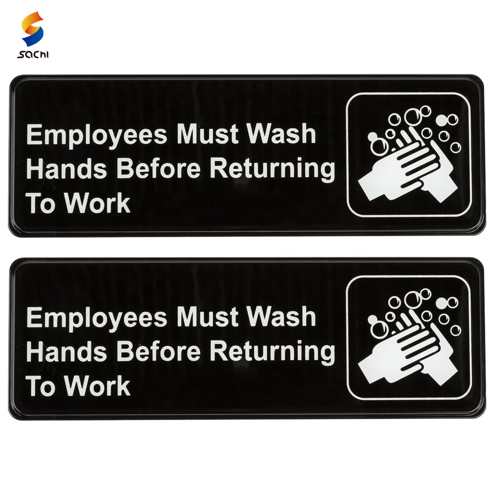 Wash Your Hands Sign,Easy to Mount Plastic Safety Information Sign with Symbols Great for Home Office Business