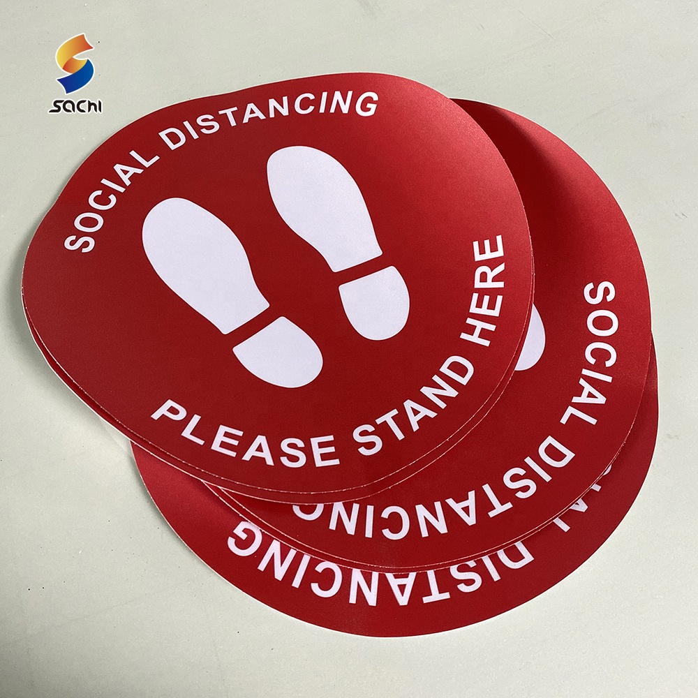 Custom Any Type Logo Stickers Social Distancing Safety Sign Keep Distance Decals Line Up Die Cut Warning Floor Sticker 